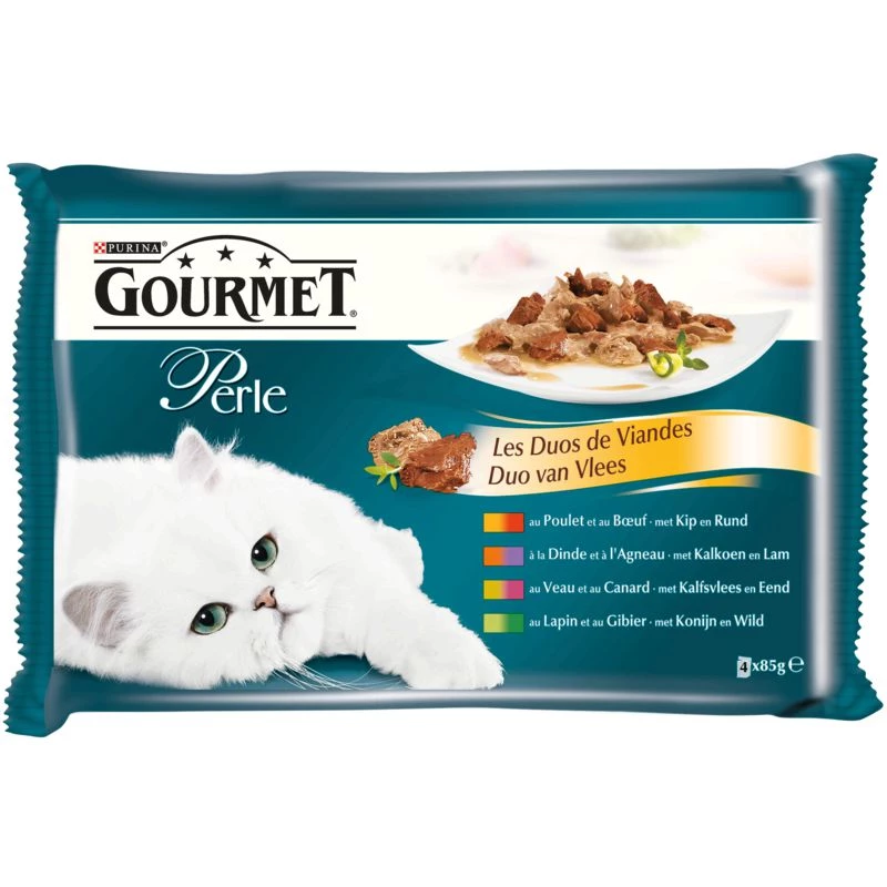 ديو طعام القطط باللحم 4x85 جرام - PURINA GOURMET