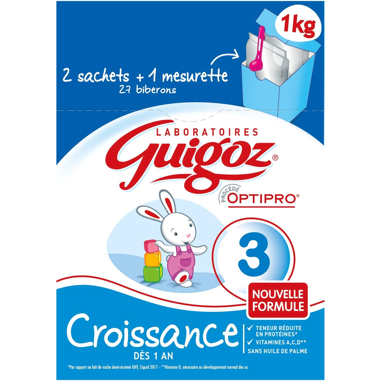 Lait en poudre bébé croissance 3ème âge dès 1an 2x500g - GUIGOZ