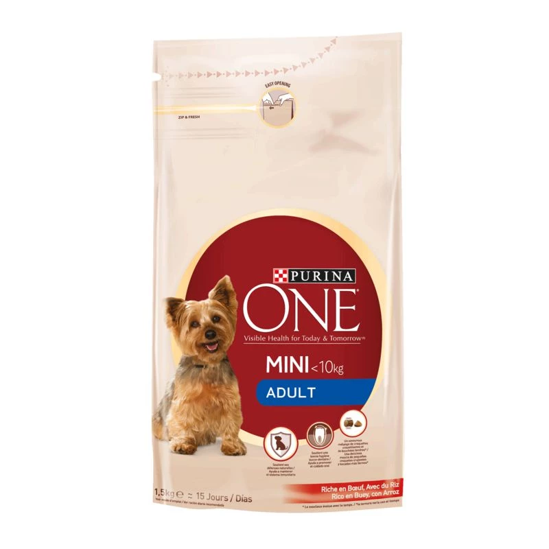 Корм для взрослых мини-собак 1–10 кг: говядина и рис 1,5 кг. - PURINA