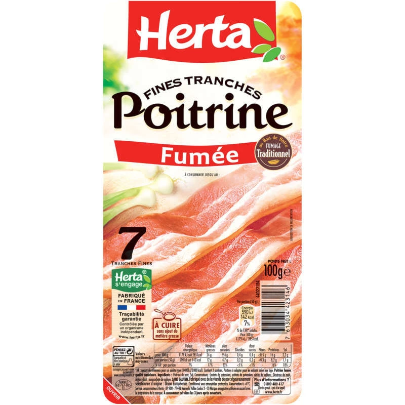 Fine slices smoked chest, 100g - HERTA