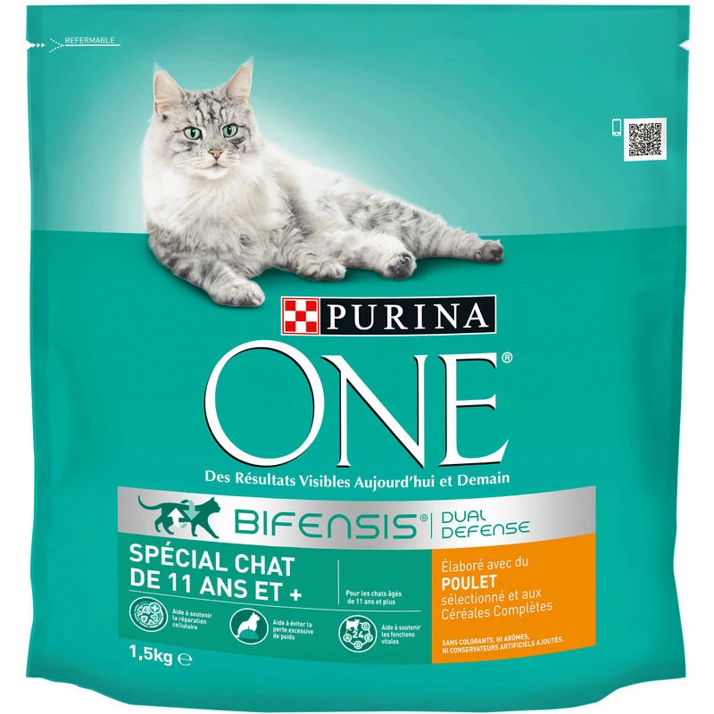 Croquetas de pollo y cereales integrales para gatos a partir de 11 años de 1,5 kg - PURINA