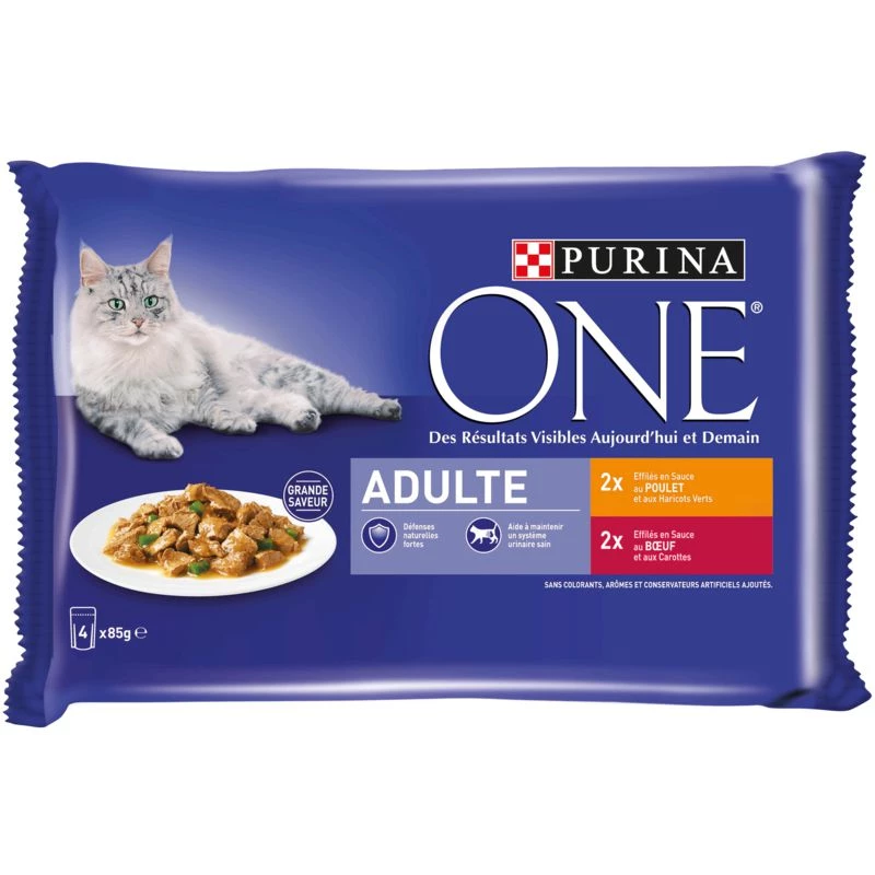 Ração para gato adulto frango/carne 4x85 g - PURINA