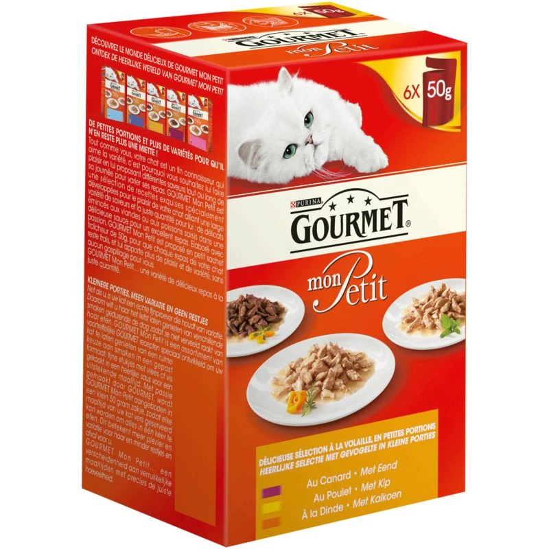 Ração GOURMET para gato pato/frango/peru 6x50g - PURINA