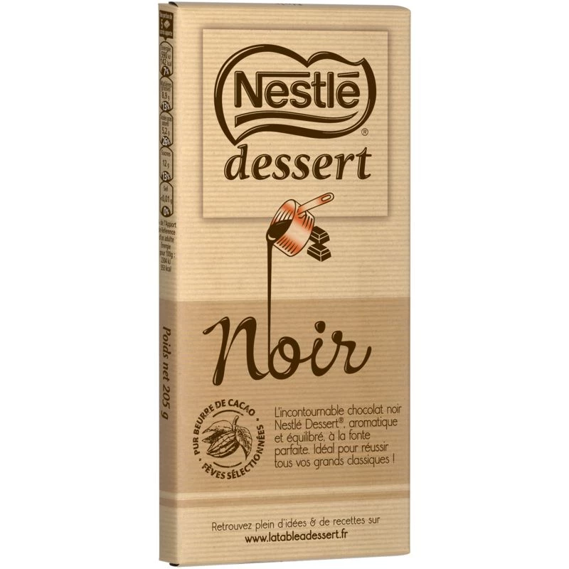Tablette de chocolat noir Dessert 205g - NESTLE