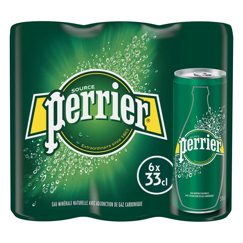 Sparkling mineral water in can 6x33cl - PERRIER