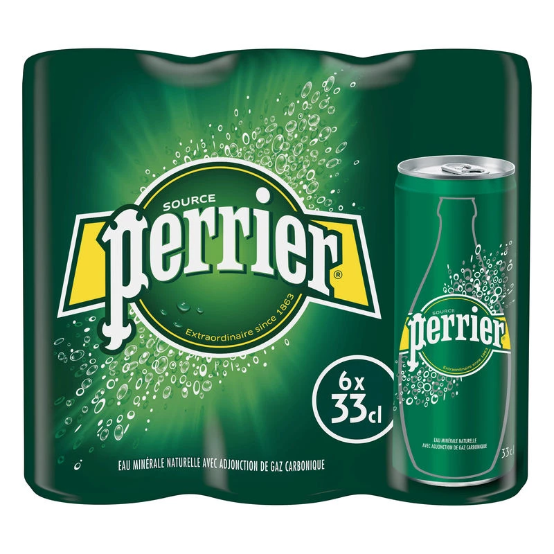 Газированная минеральная вода в банке 6х33кл. - PERRIER