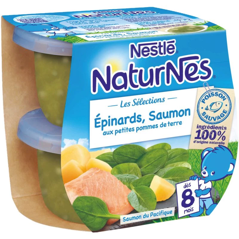 Tarritos de espinacas/salmón a partir de 8 meses 2x200g - NESTLE