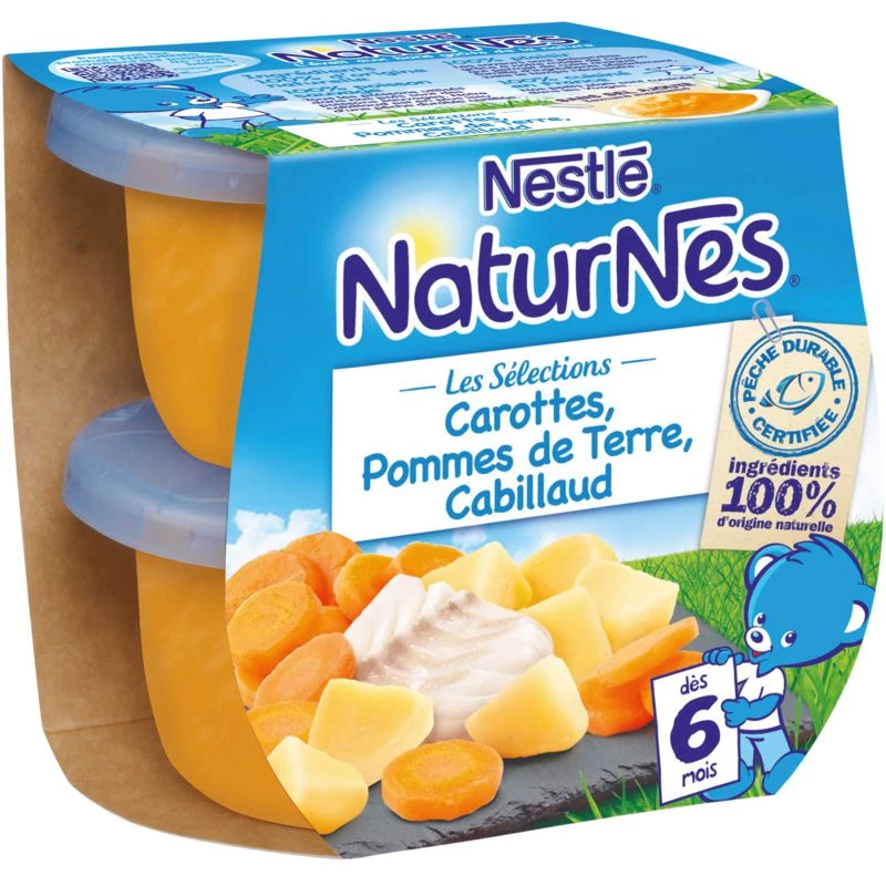 أوعية جزر/بطاطس/سمك القد من 6 أشهر 2x200 جرام - NESTLE