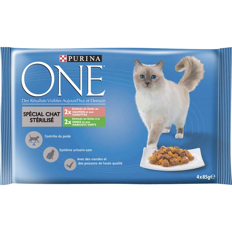 UMA ração para gato esterilizada com frango/carne 4x85g - PURINA