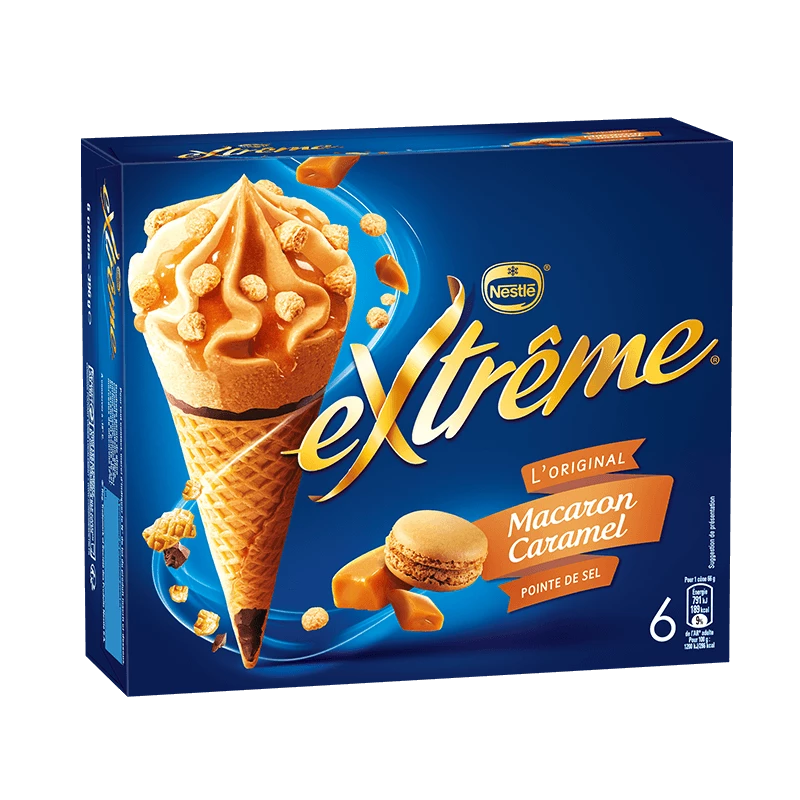 Карамельное макаронное мороженое с насадкой «Экстремальная соль» x6 396г - NESTLE