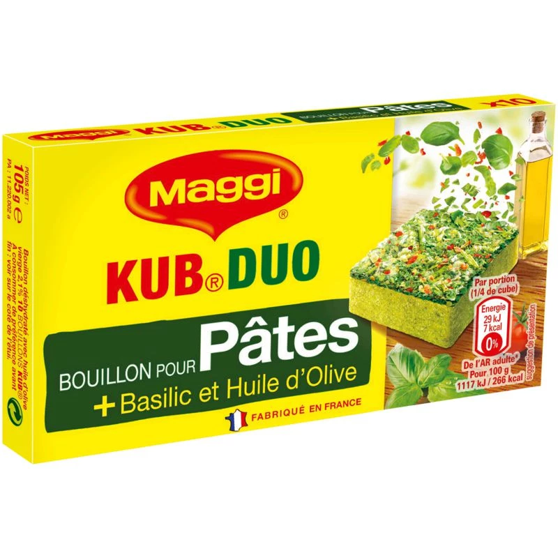 Bouillon pour pâtes Kub Duo basilic & huile d'olive x10 - MAGGI