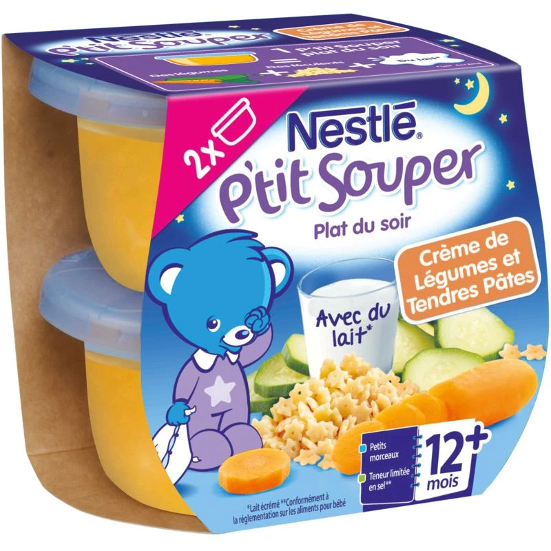 Naturnes Plat bébé 12+ mois, légumes pâtes 2x200g - NESTLE