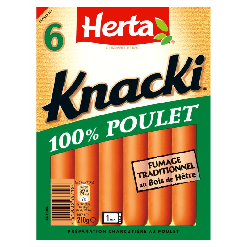 Saucisses Knacki 100% Poulet, 210g - HERTA