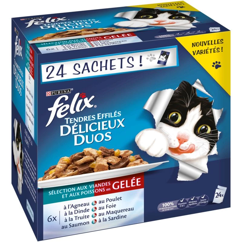 Pâtée pour chat effilés viande et poisson Felix 24x100g - PURINA