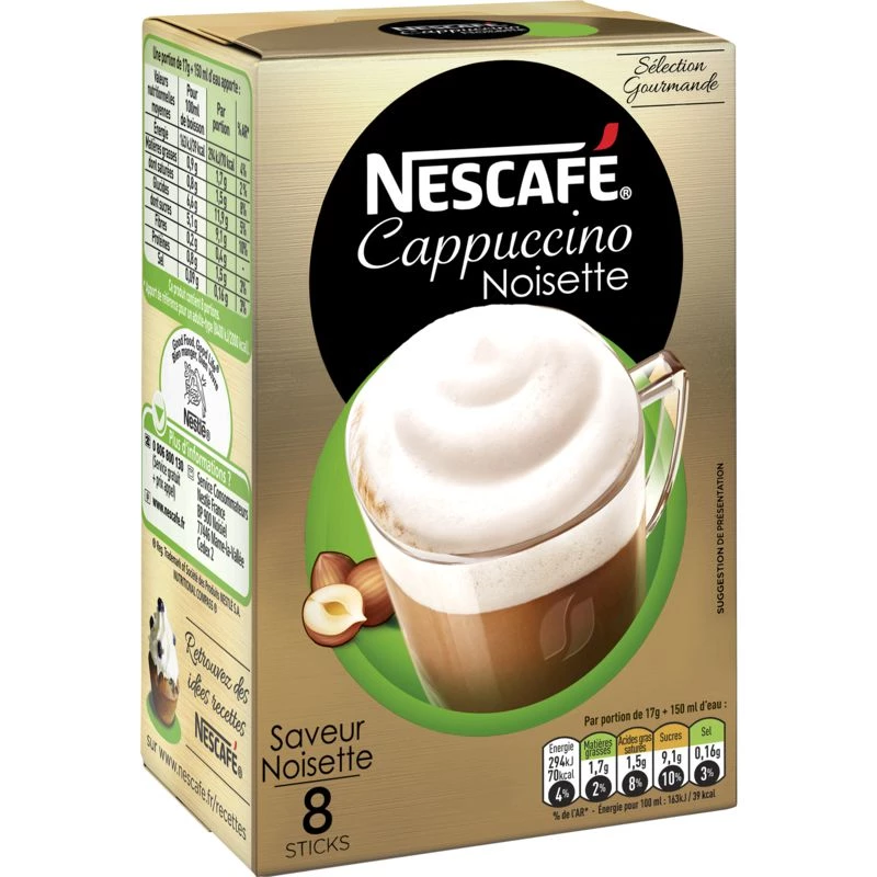 Capuchino sabor avellana x8 sticks 136g - NESCAFÉ