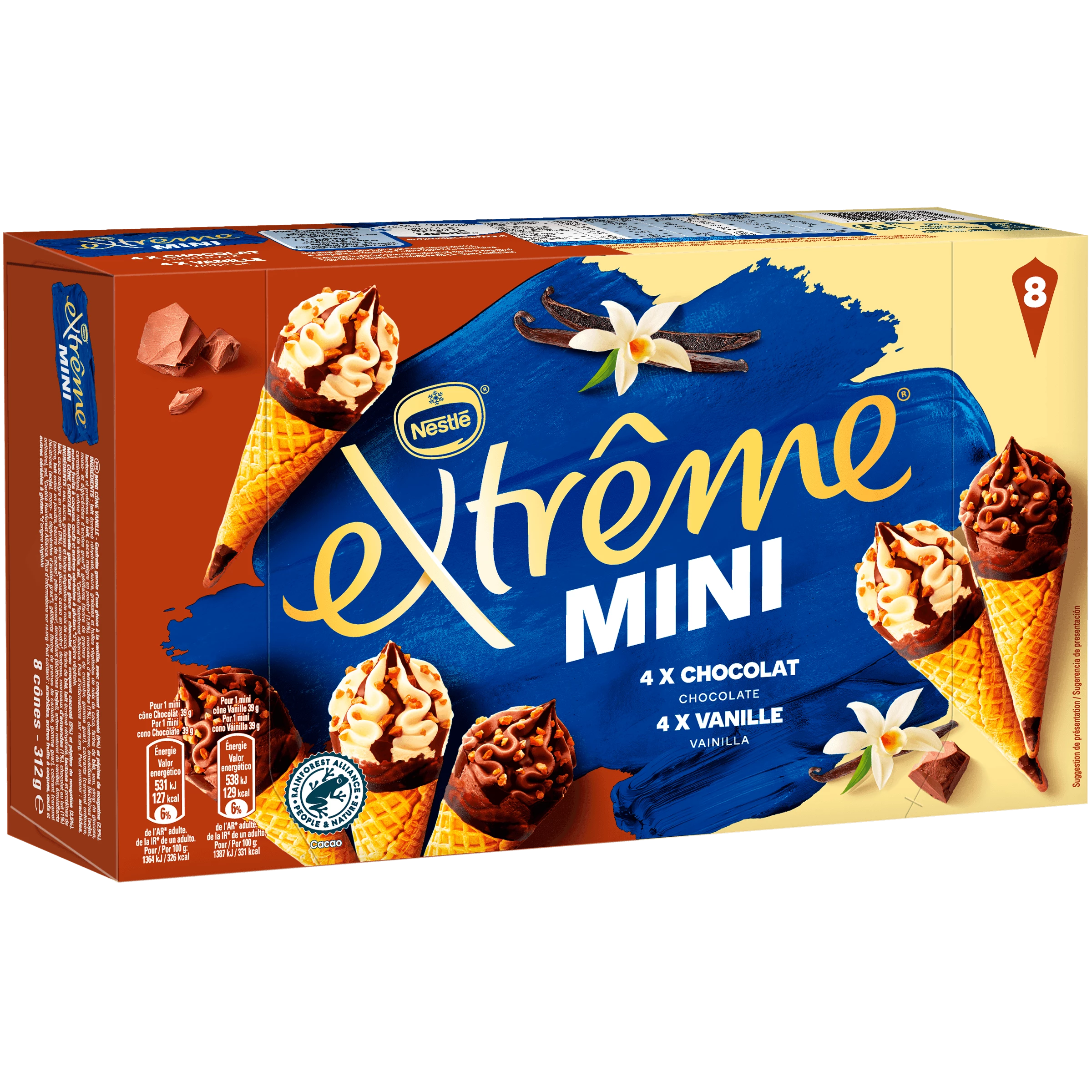 Mini chocolate vanilla ice cream x8 313g - NESTLE