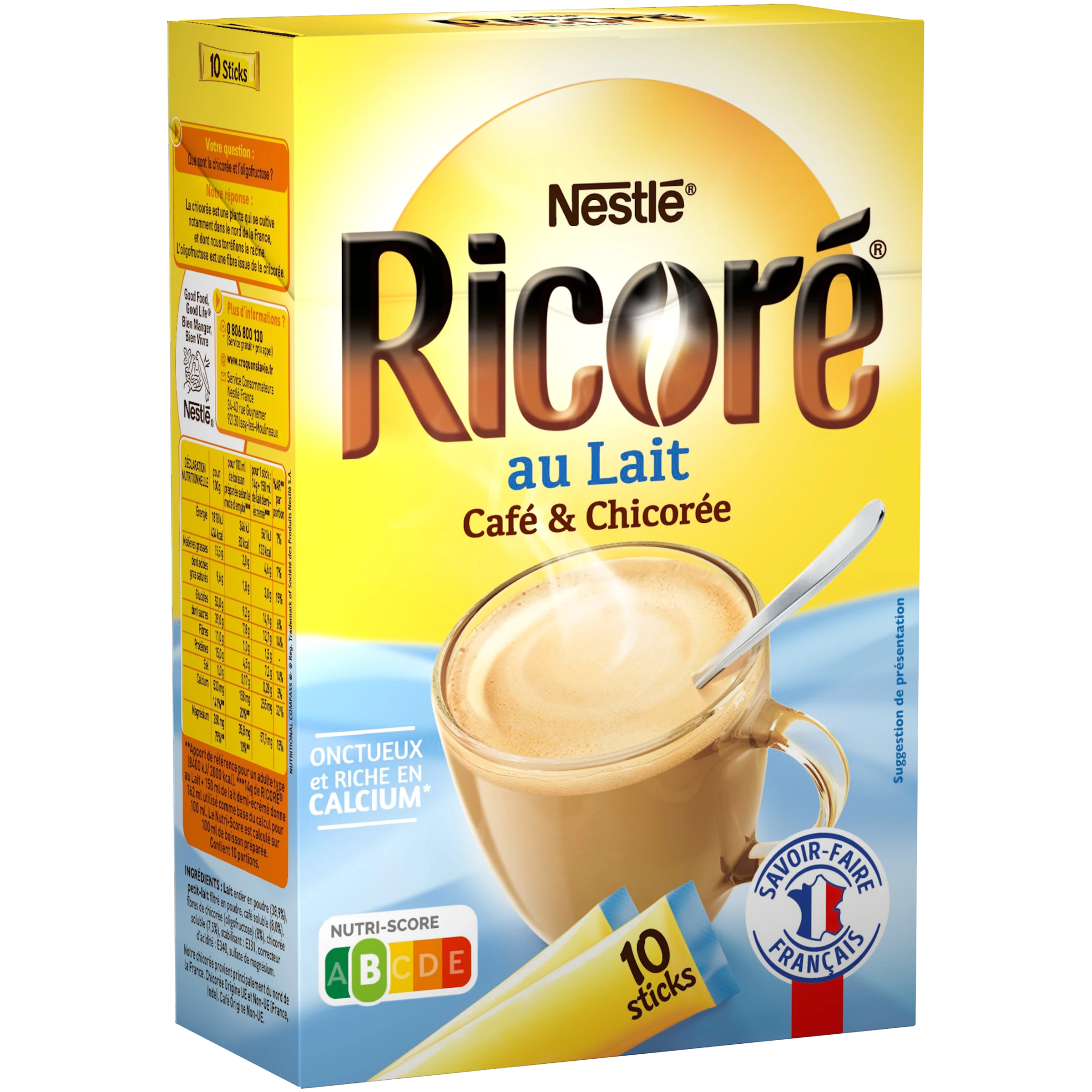 Kaffee und Chicorée mit Ricoré-Milch; 10 Stöcke; 140g - NESTLE