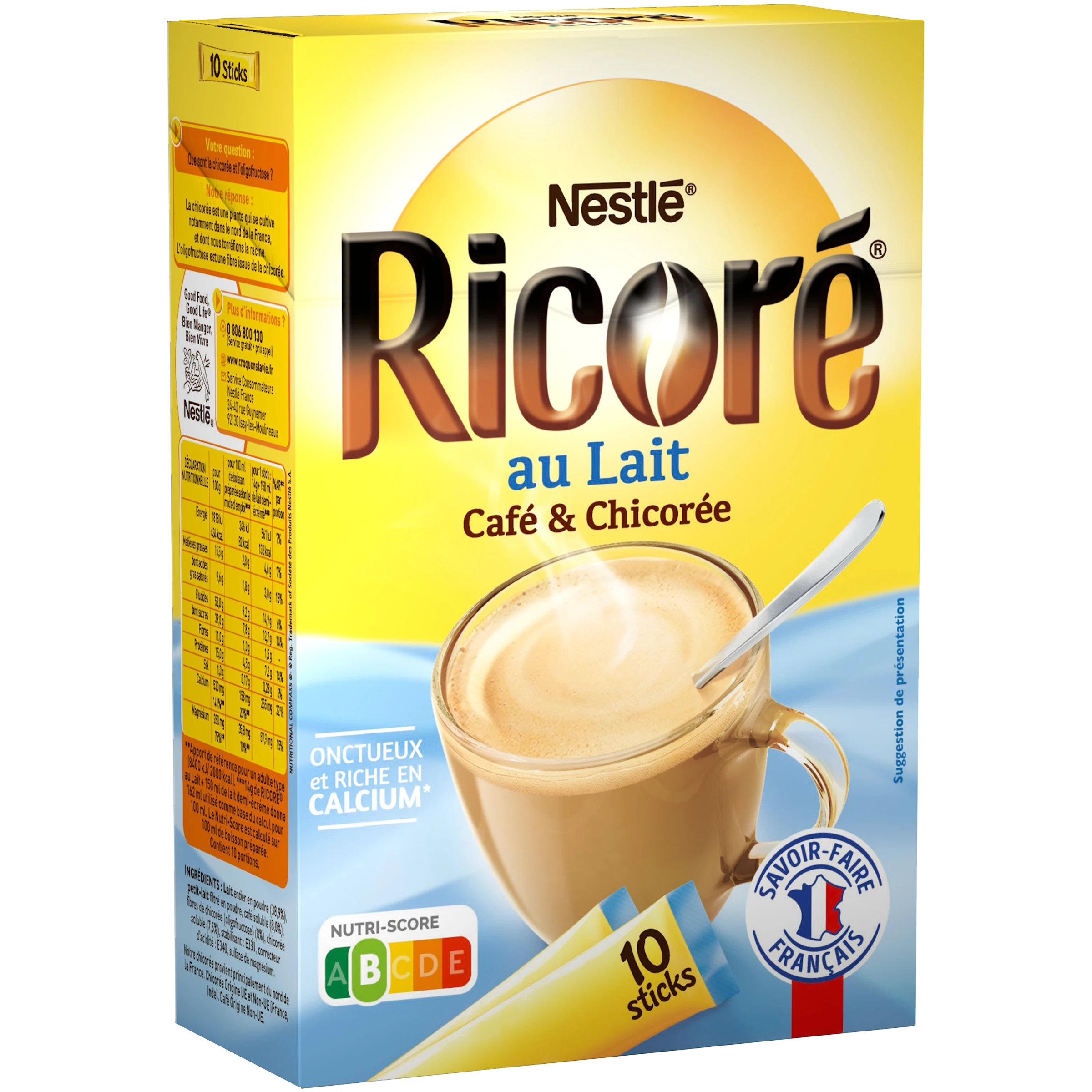 Café et Chicorée Au Lait Ricoré; 10 Sticks; 140g - NESTLE