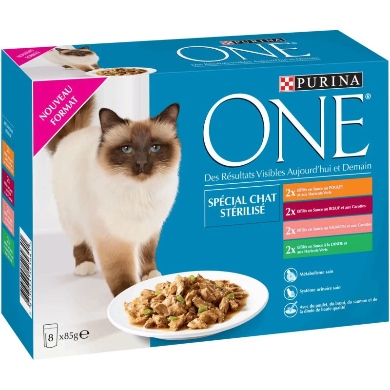 Voedsel voor gesteriliseerde katten assortiment 8x85g - PURINA