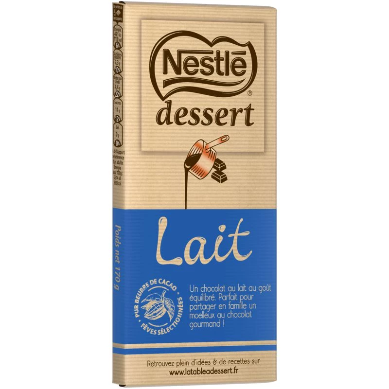 Barra de chocolate con leche de postre 170g - NESTLE