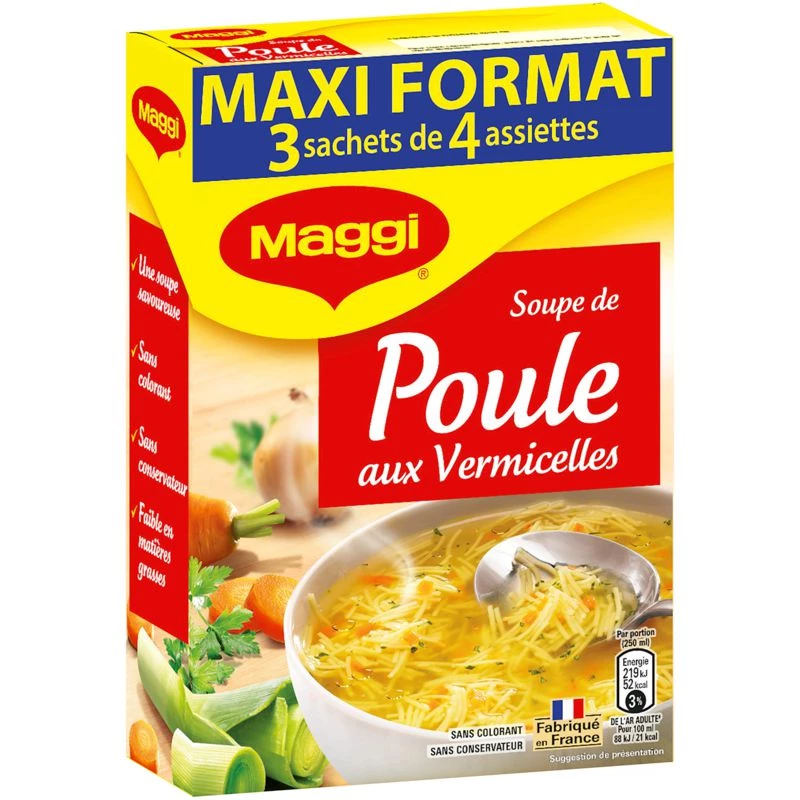 Sopa de pollo con fideos 3 sobres - MAGGI