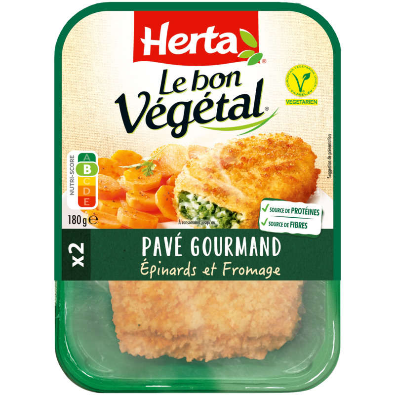 Pavé Gourmand vegetal espinacas y queso 180 g - GARDEN GOURMET