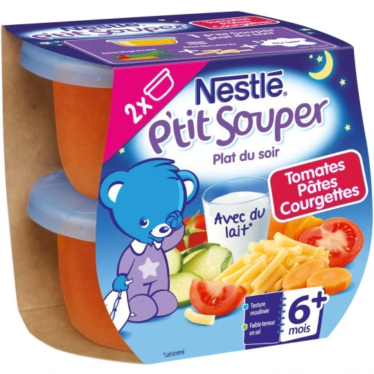 طبق أطفال بالطماطم/المعكرونة/الكوسا 6+ أشهر 2x200 جرام - NESTLE