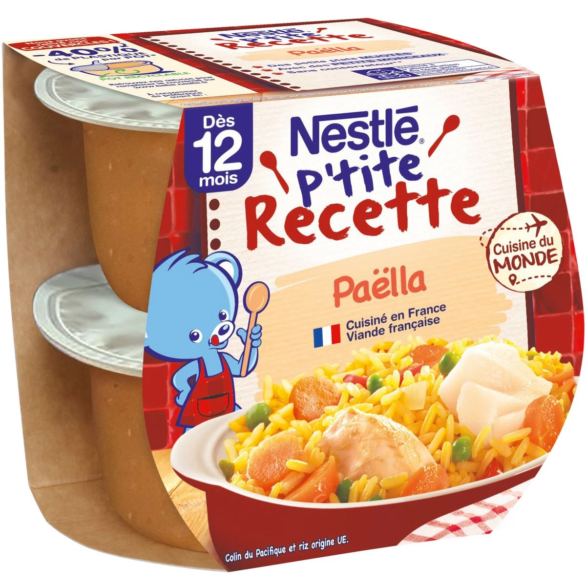 Ptite Recette Plat bébé 12+ mois paëlla 2x200g - NESTLE