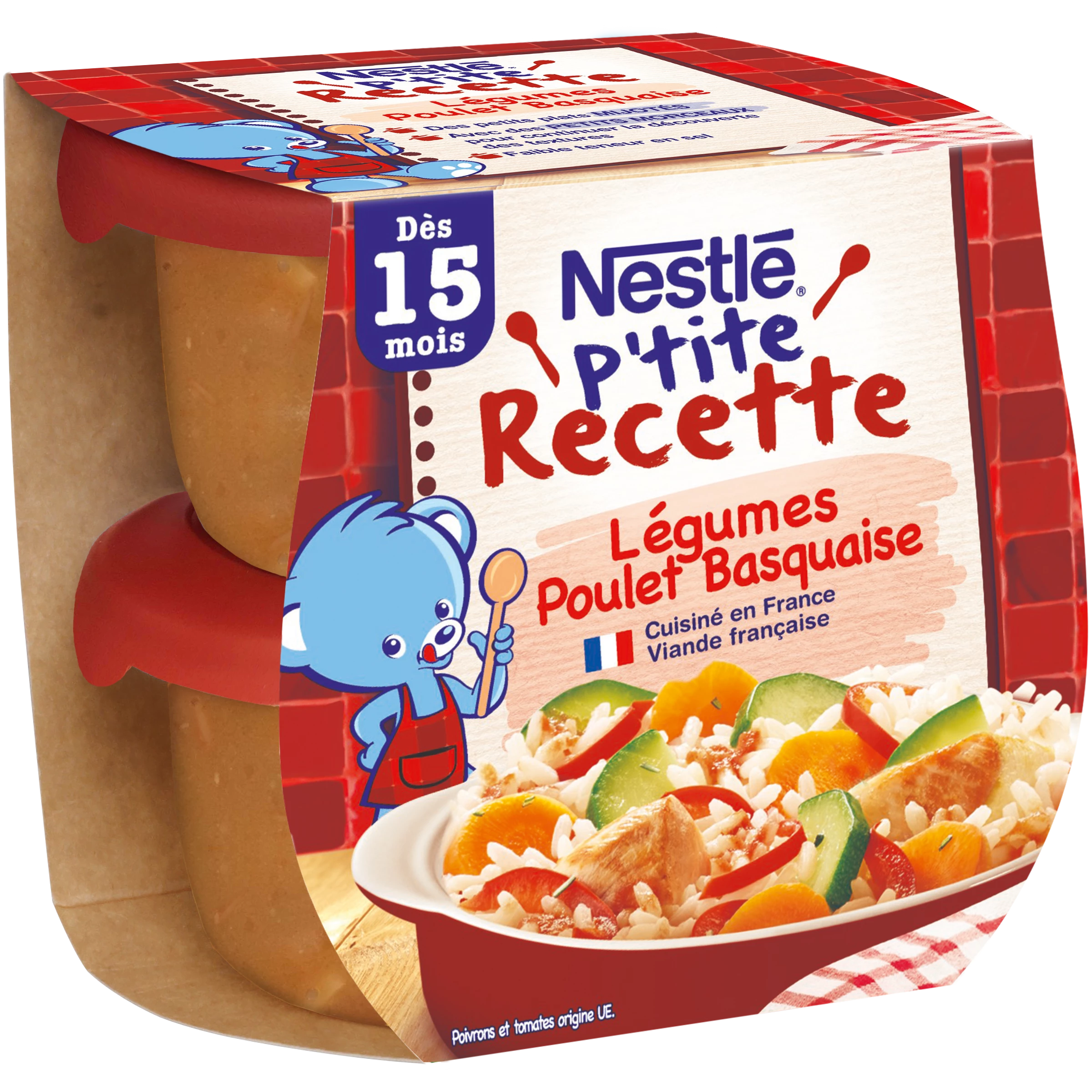 Ptite Recept Babyschotel 15+ maanden groenten kip Basquaise 2x200g - NESTLE
