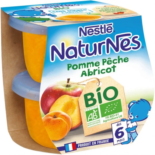 Compotes bébé BIO pomme/ pêche/ abricot dès 6 mois 2x115g - NESTLE