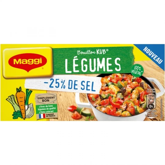 Kub-Bouillon mit Gemüse -25 % Salz, 120 g - MAGGI