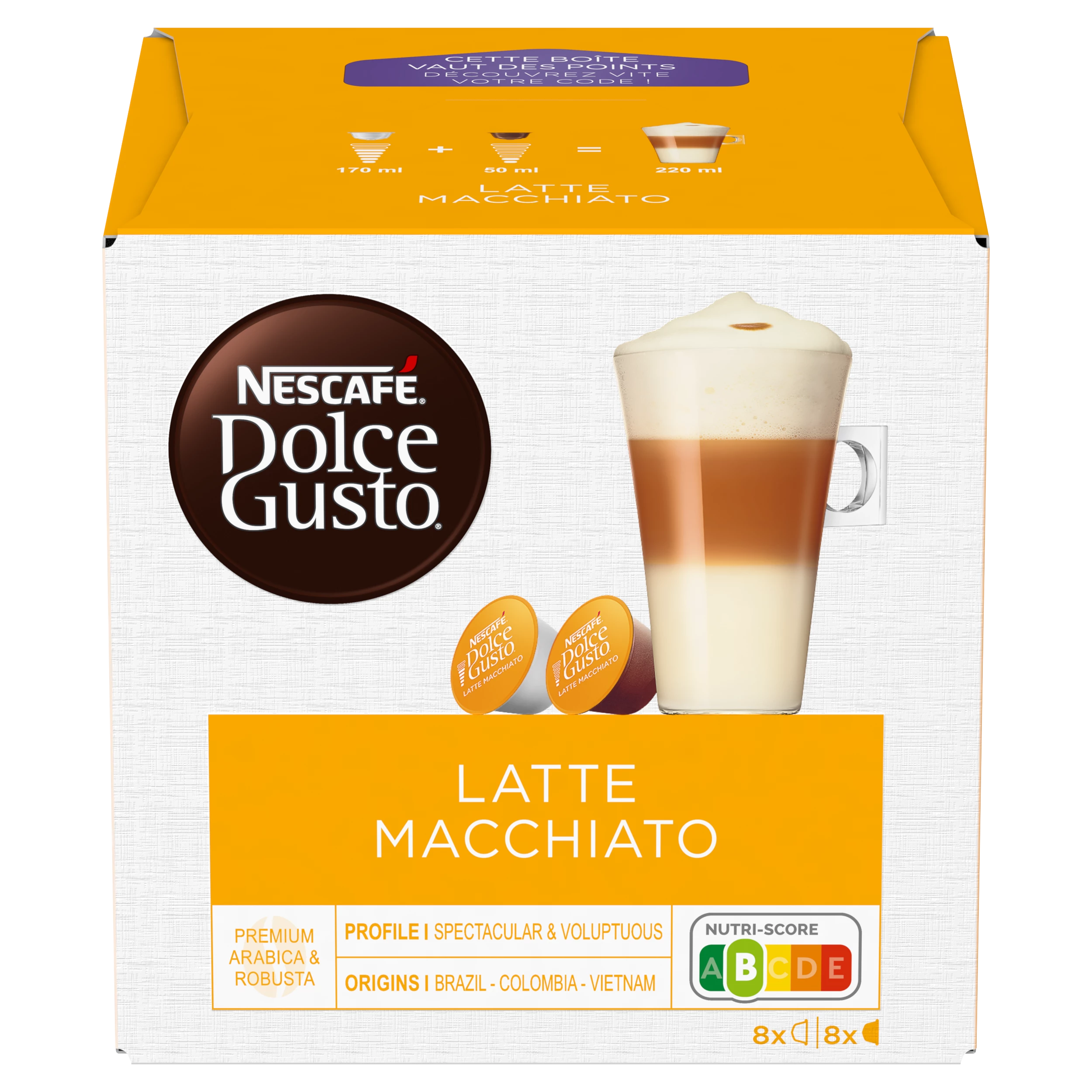 Cafécapsules Latte Macchiato x16 183g - NESCAFÉ DOLCE GUSTO