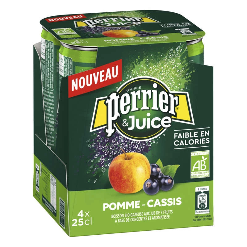 苹果黑醋栗味苏打水 4x25cl - PERRIER & JUICY
