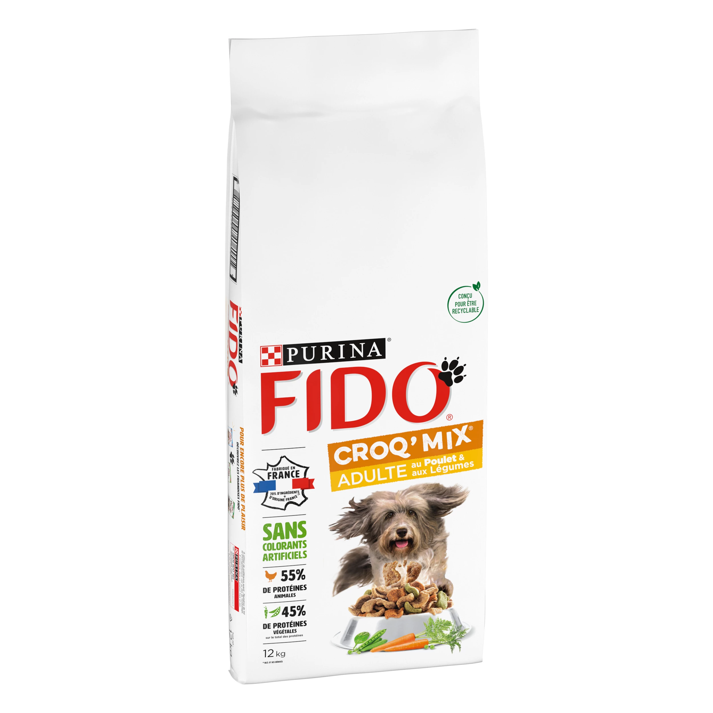 Fido Croq mix Adult con Pollo e Verdure 12kg - PURINA