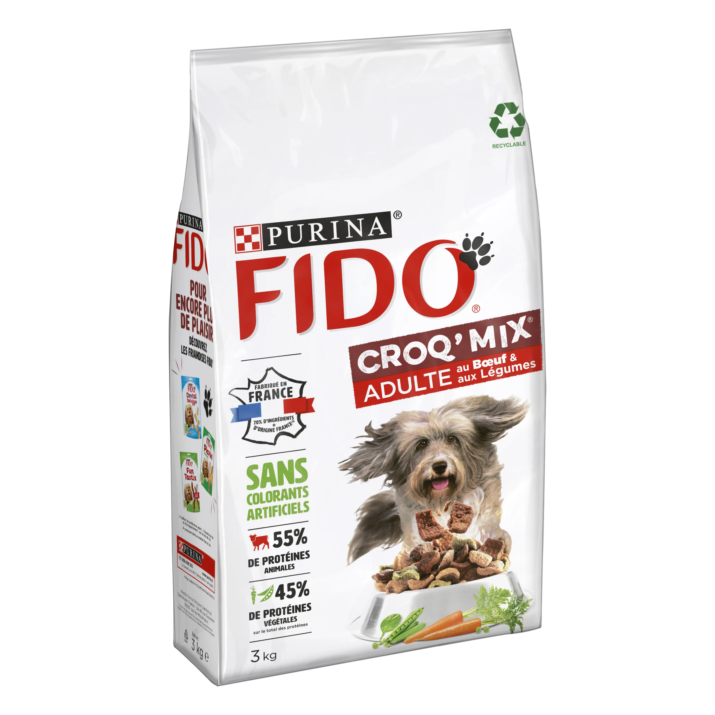 Croq' Mix-Knabberei für erwachsene Hunde mit Rindfleisch und Gemüse, 3 kg - PURINA FIDO