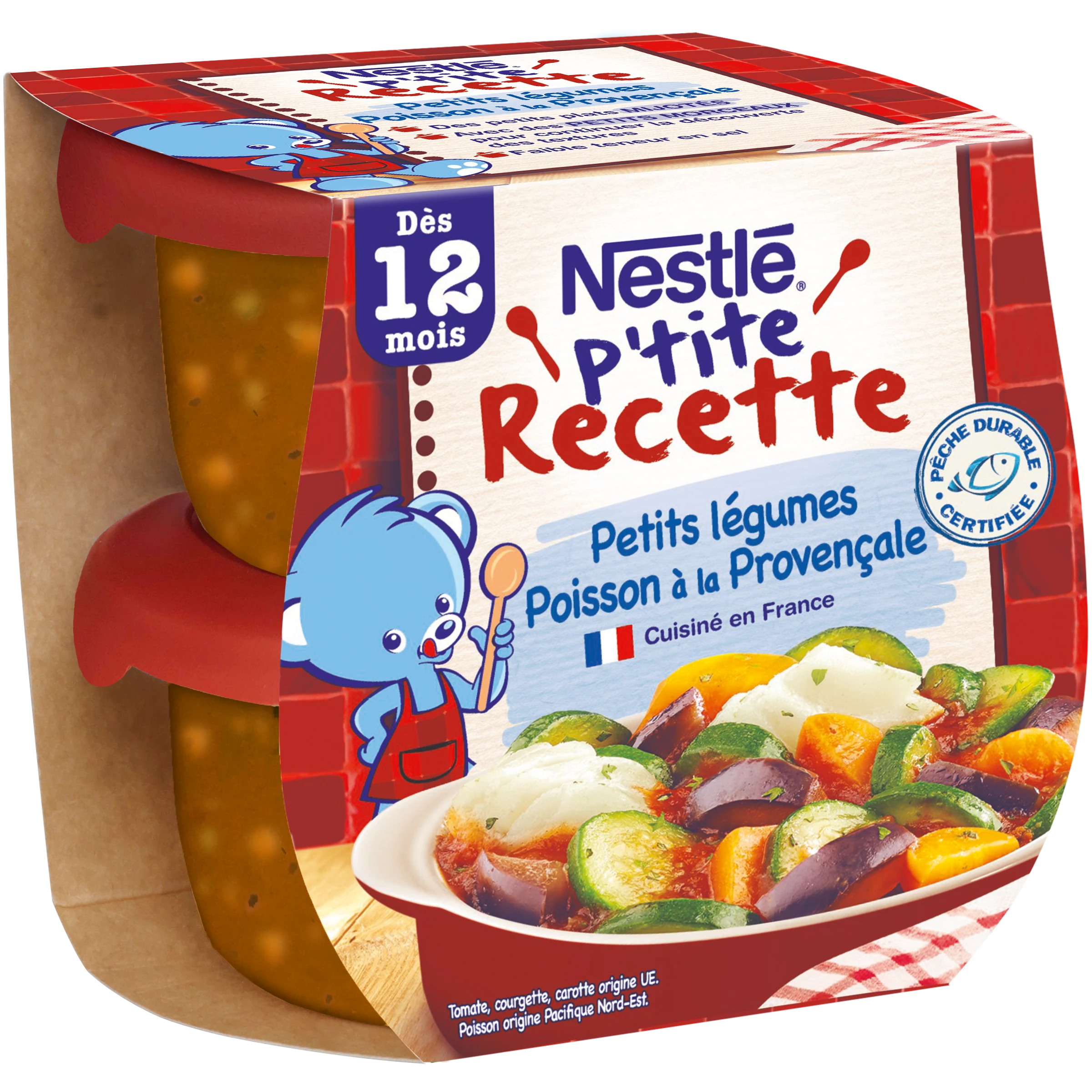 Ptite Recette Plat bébé dés 12 mois poisson à la Provençale 2x200g - NESTLE