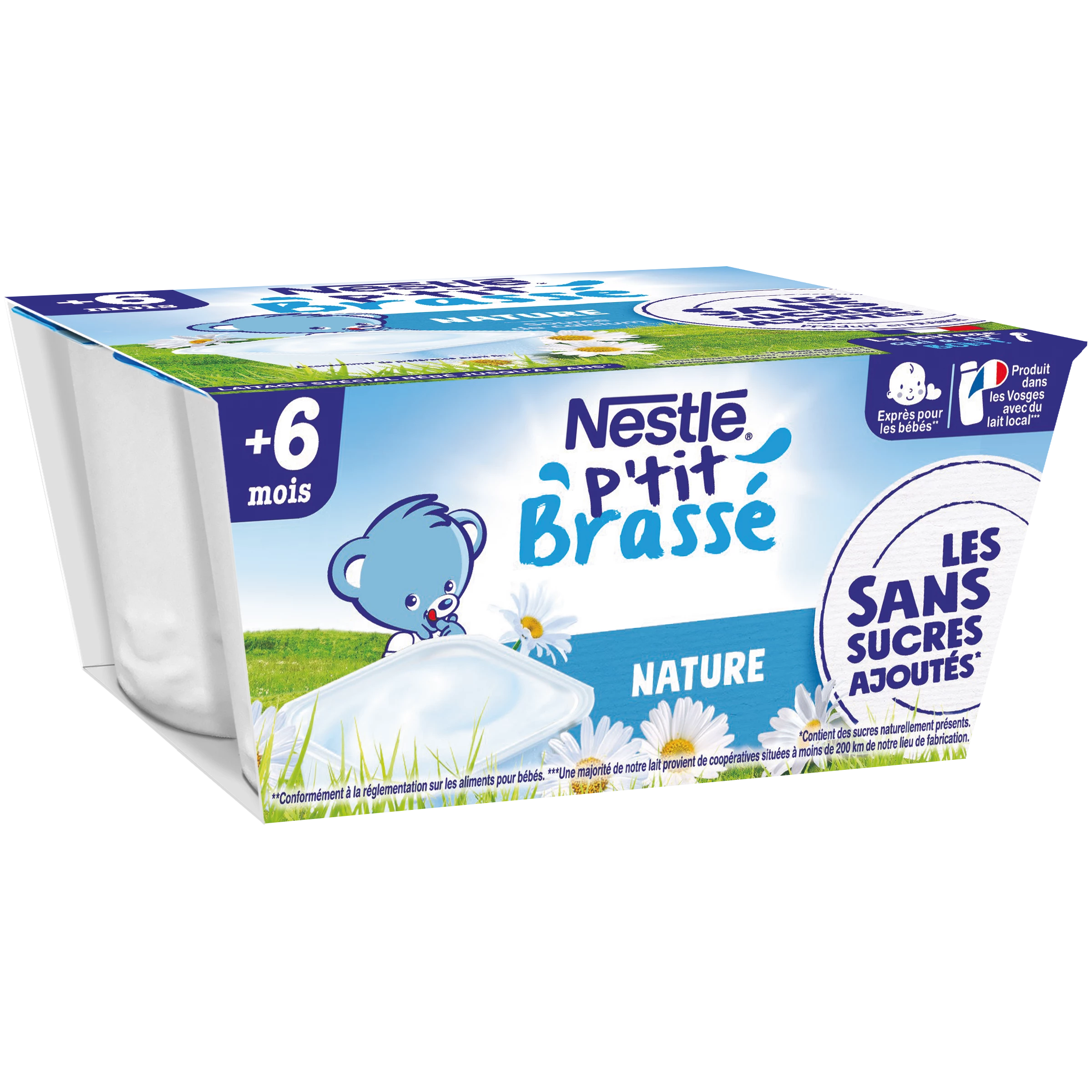 Dessert pour bébé dès 6 mois, brassé nature 4x90g - NESTLE