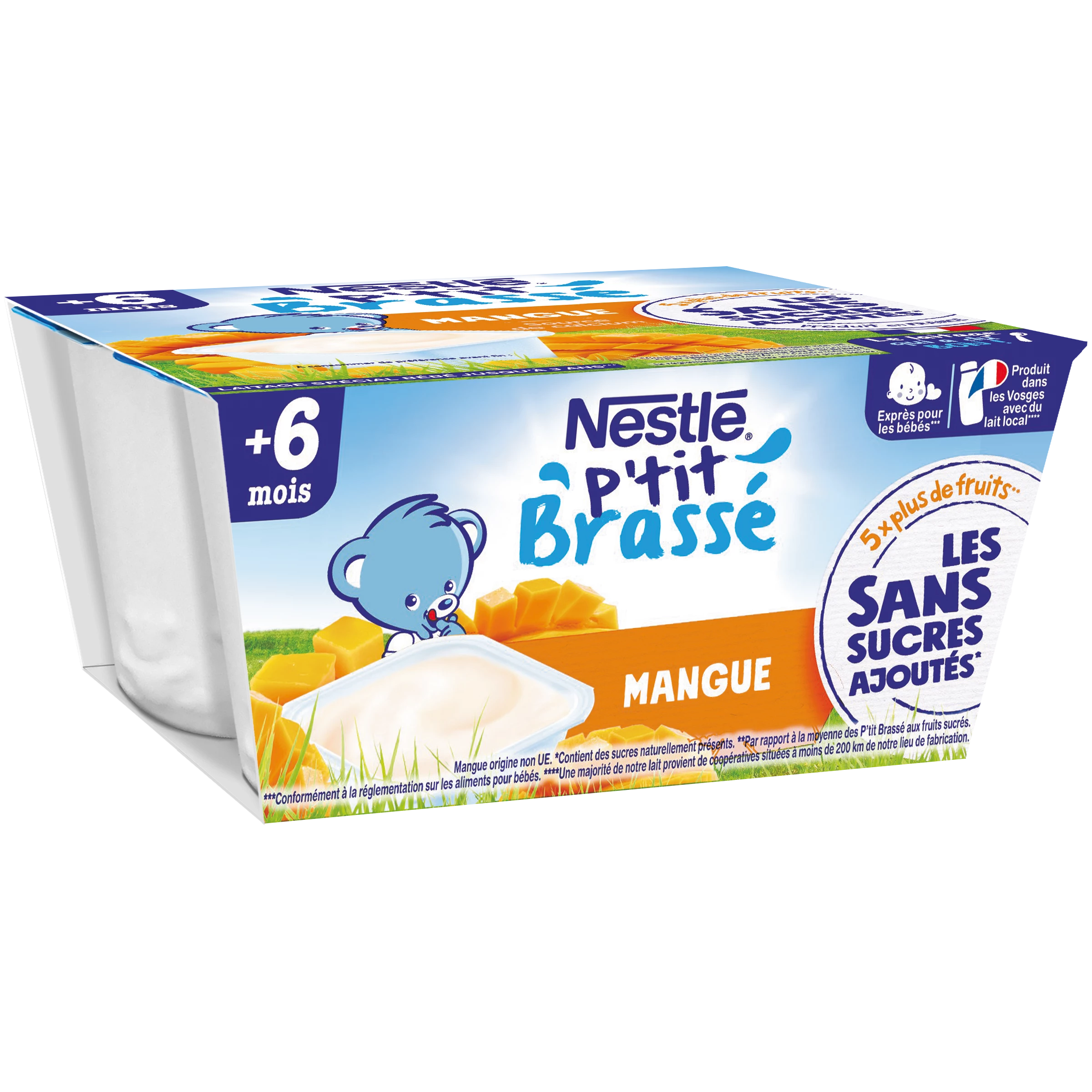Ptit Brasse Dessert bébé dès 6 mois,mangue 4*90 - NESTLE