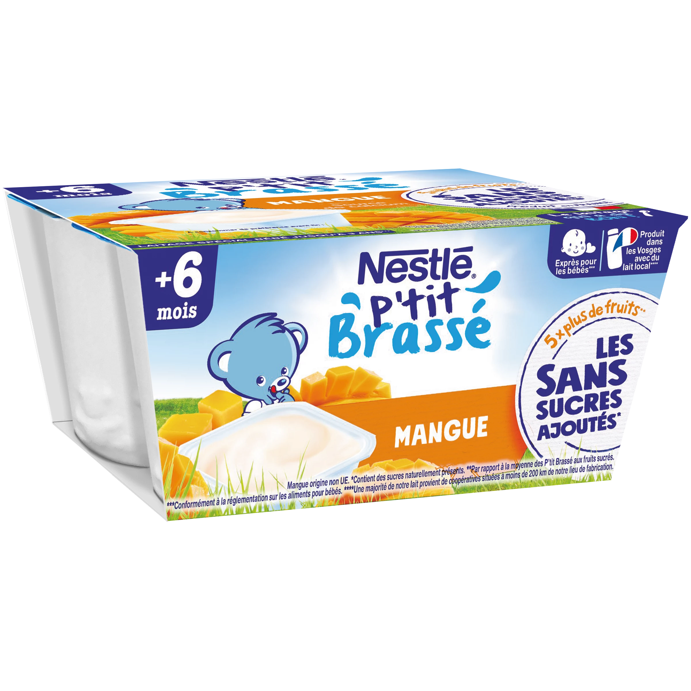 P'tit Brasse Dessert baby vanaf 6 maanden, mango 4*90 - NESTLE