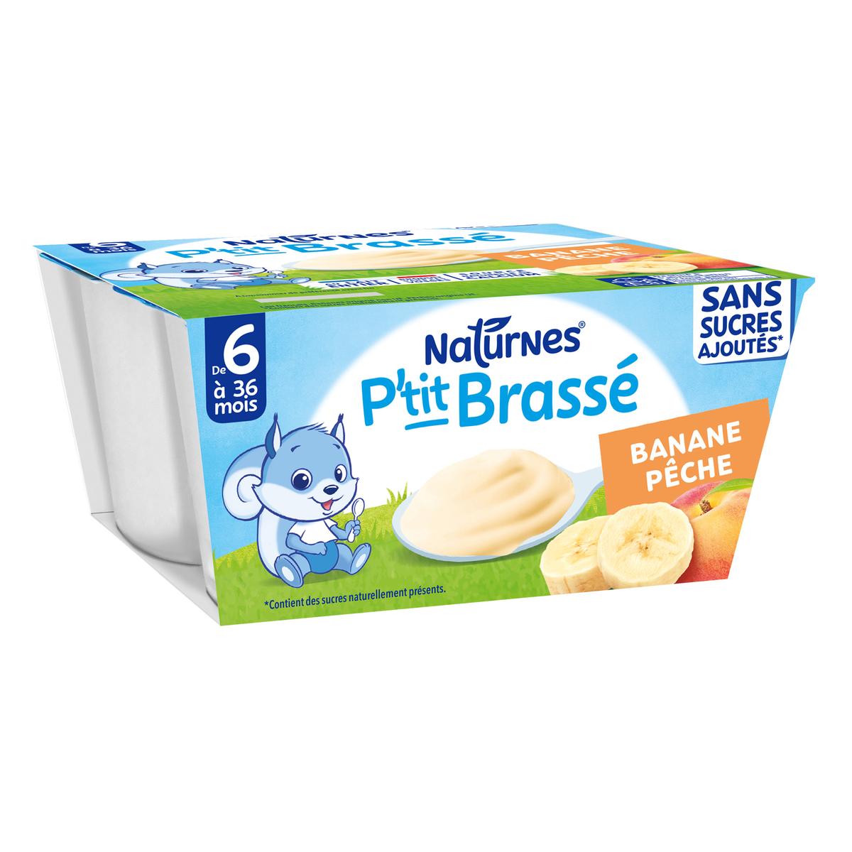 P'tit brewé banaan perzik zonder toegevoegde suiker vanaf 6 maanden 4x90g - NESTLE