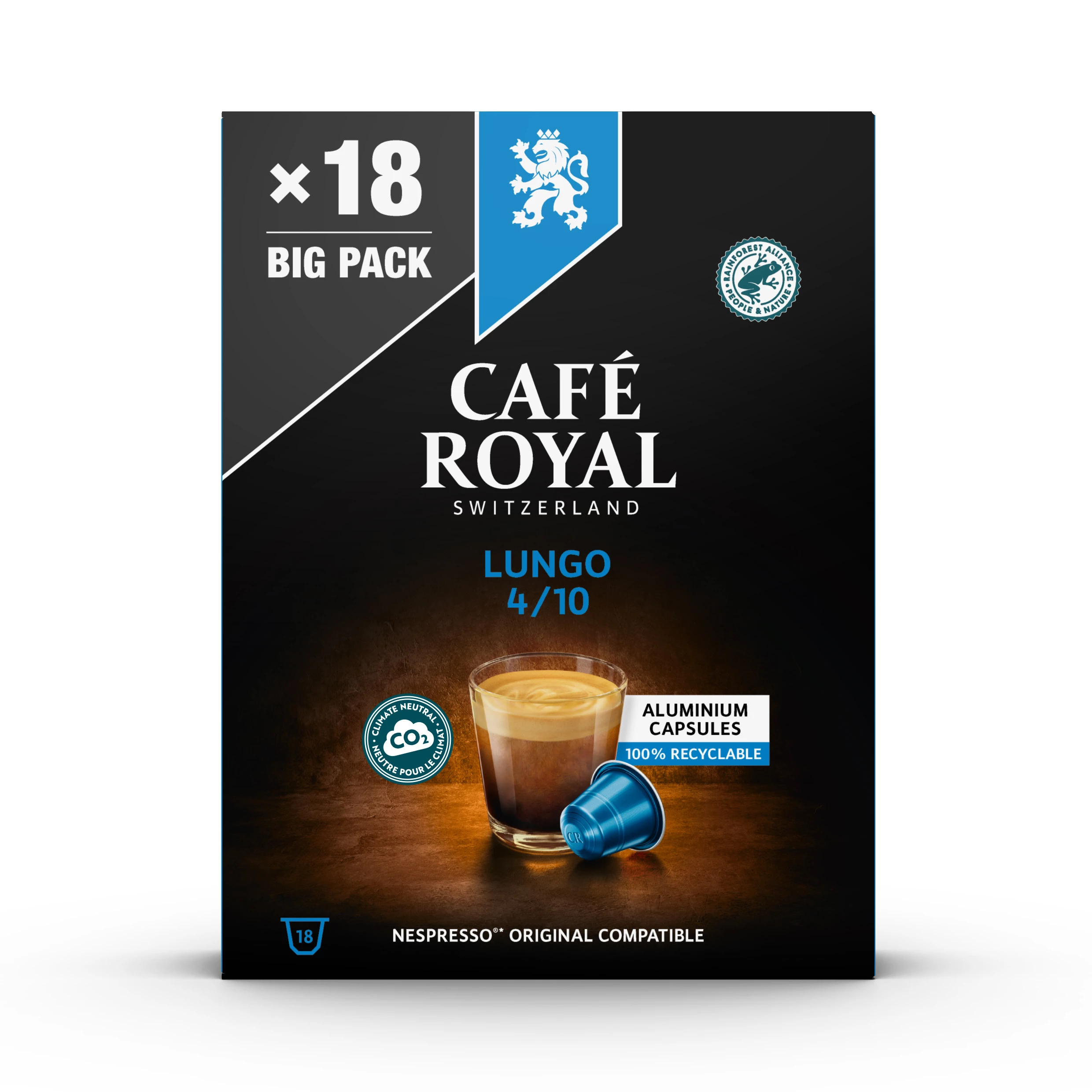 Nespresso®x18 Compatible Lungo Coffee Capsules 95g - CAFE ROYAL