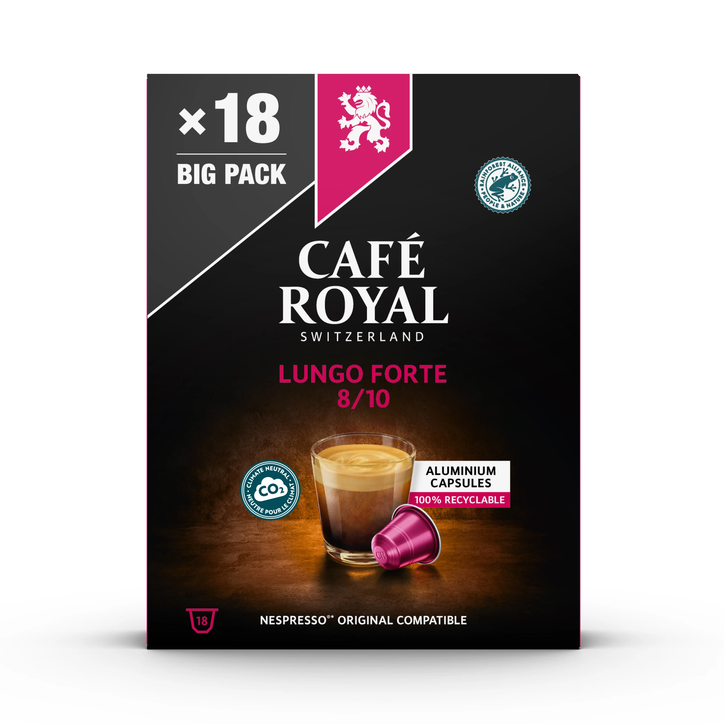 Capsules Café Lungo Forte Compatibles Nespresso; x18; 99g - CAFE ROYAL