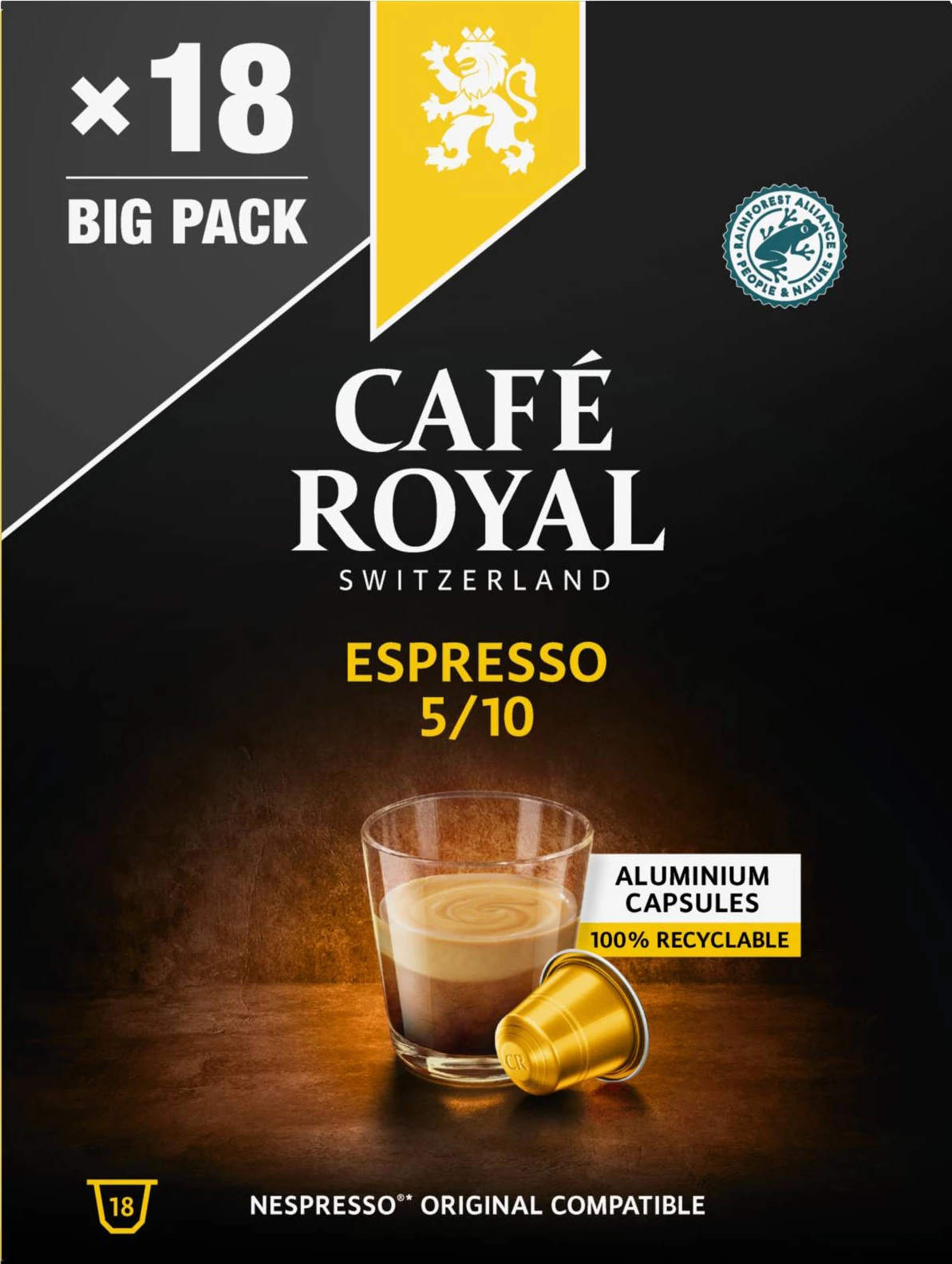 Nespresso®-kompatible Espresso-Kaffeekapseln x18 93g - CAFE ROYAL