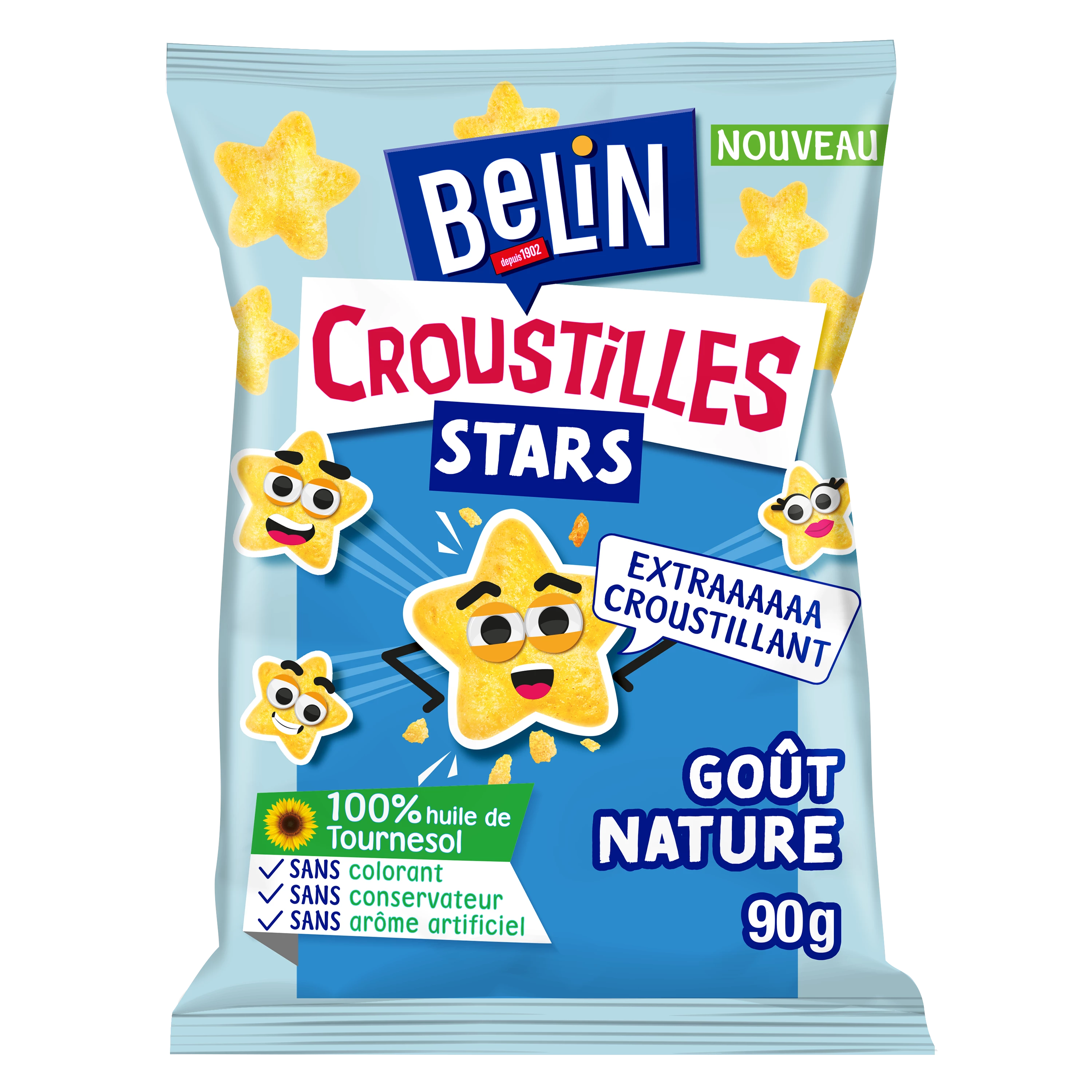 Biscuits Apéritifs Goût Nature Croustil les Stars, 90g - BELIN