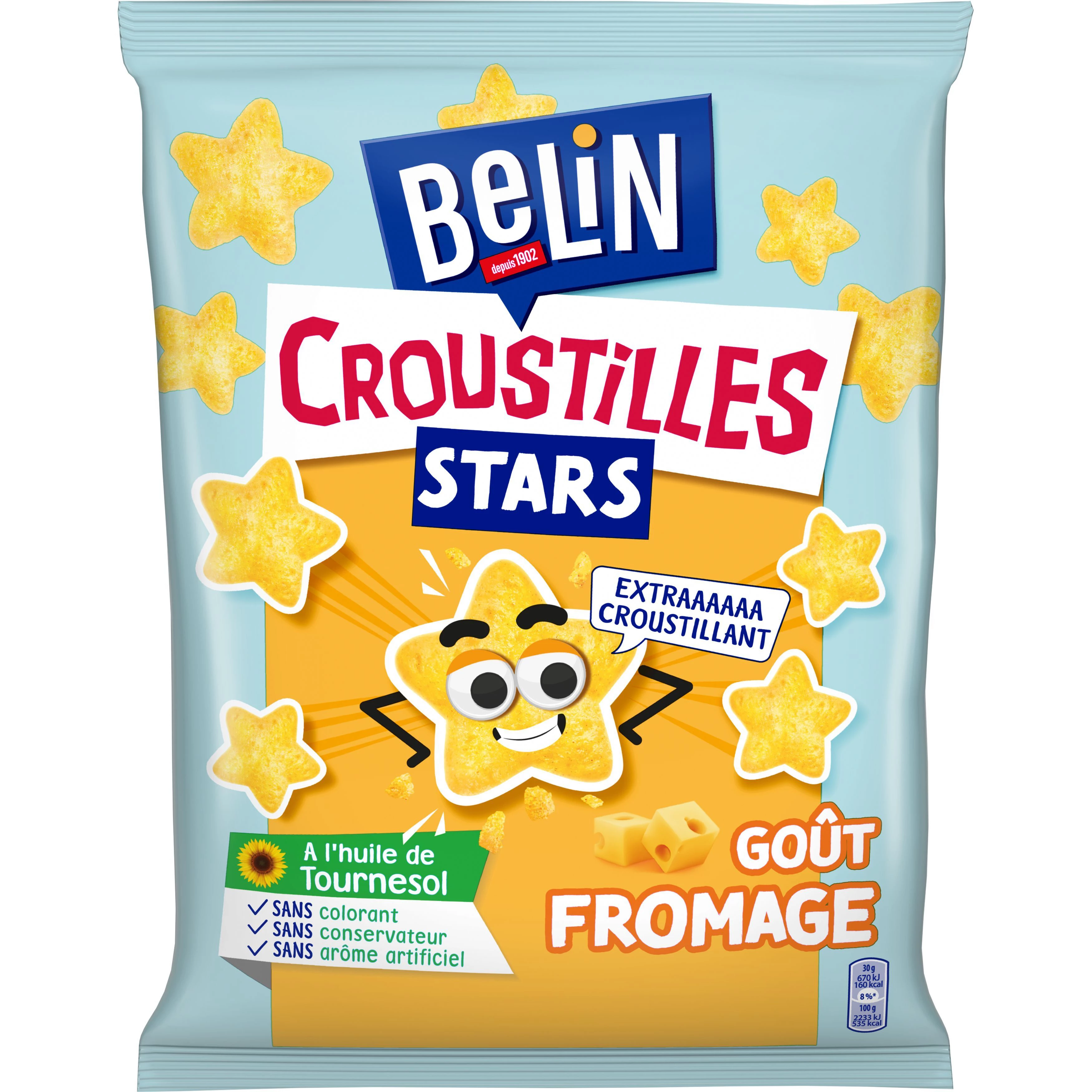 Stars Chips Cheese Aperitif Biscuits, 90g - BELIN