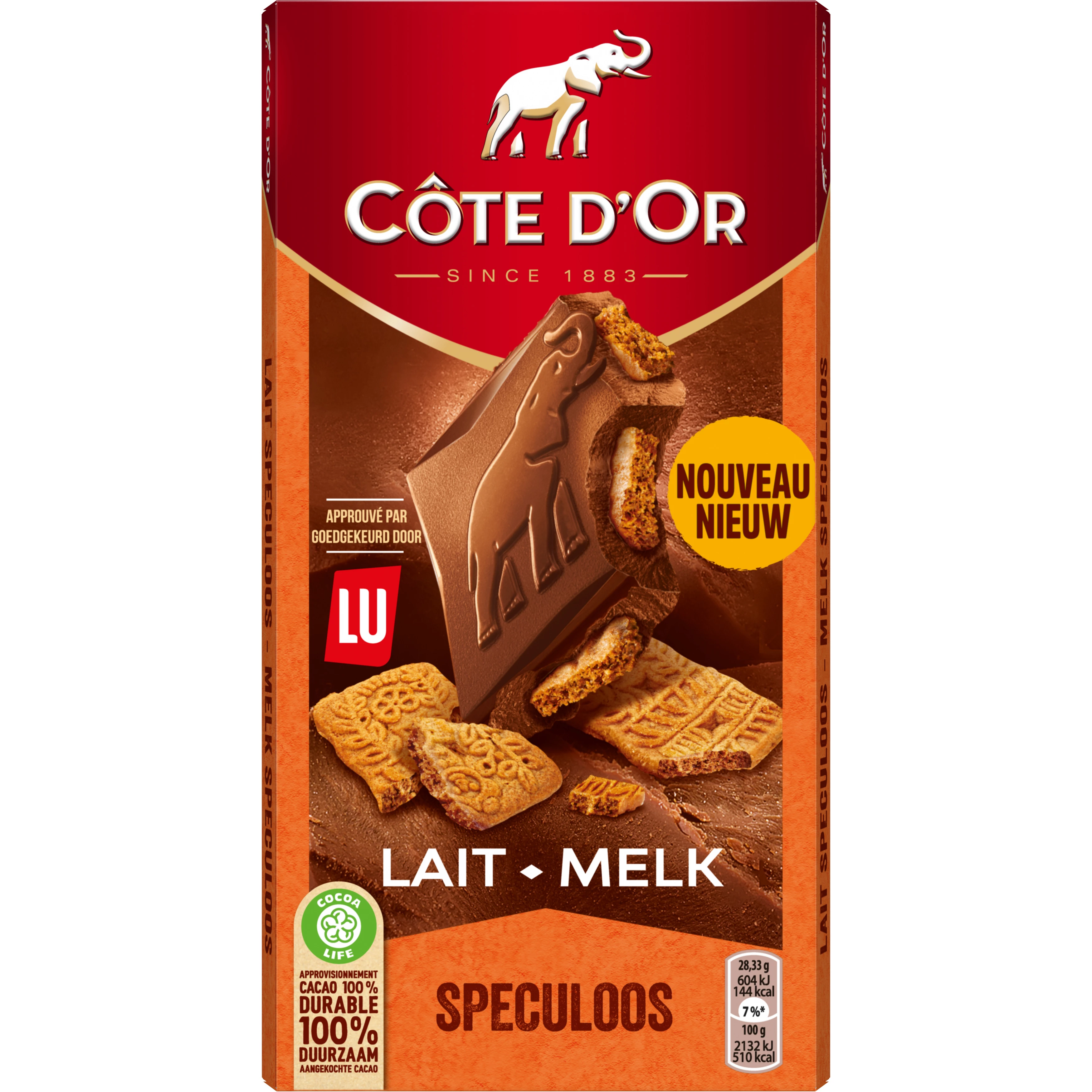 Chocolat au Lait Speculos 170g - CÔTE D'OR