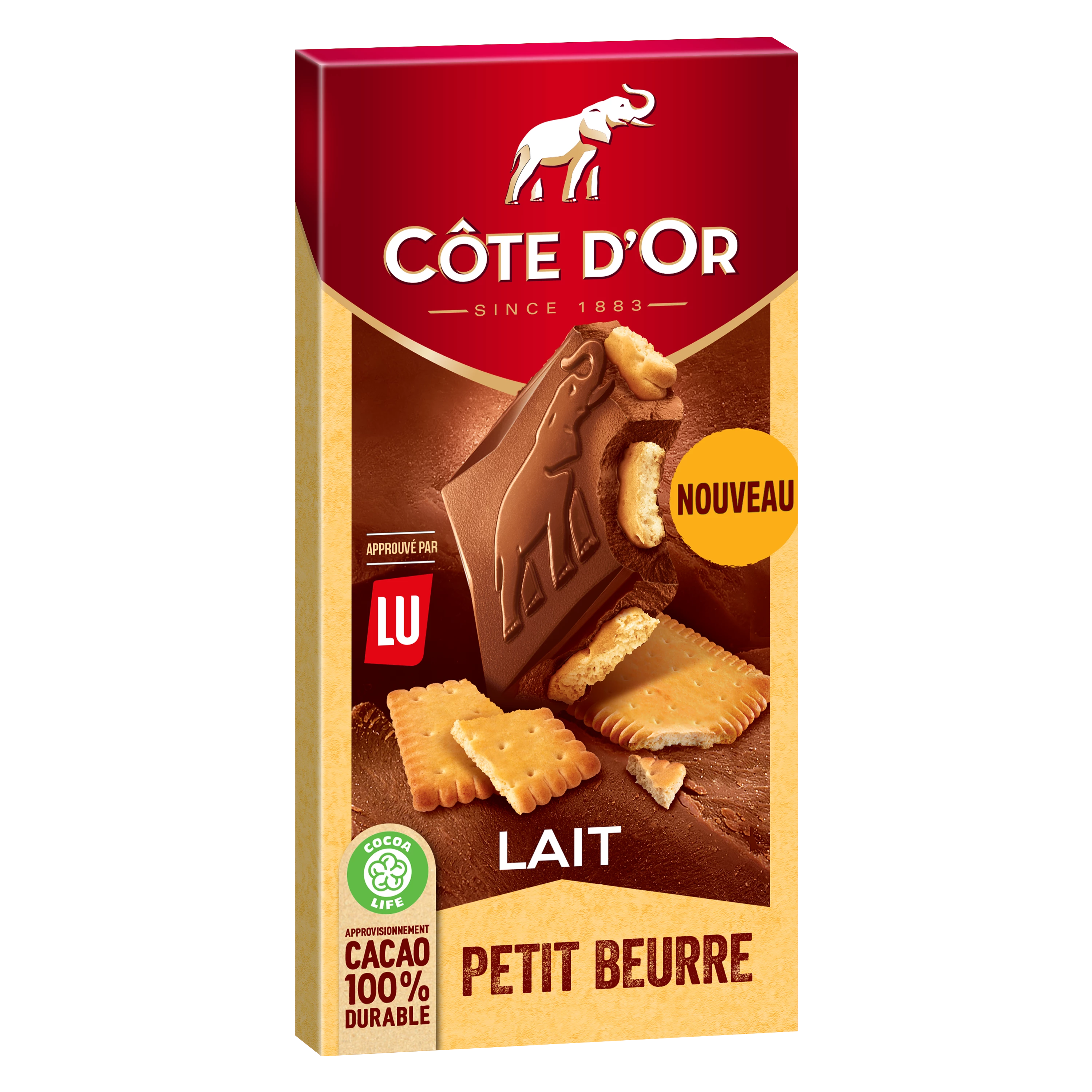 Barra de Chocolate con Leche y Trozos de Petit Beurre Lu 170g - CÔte D'or