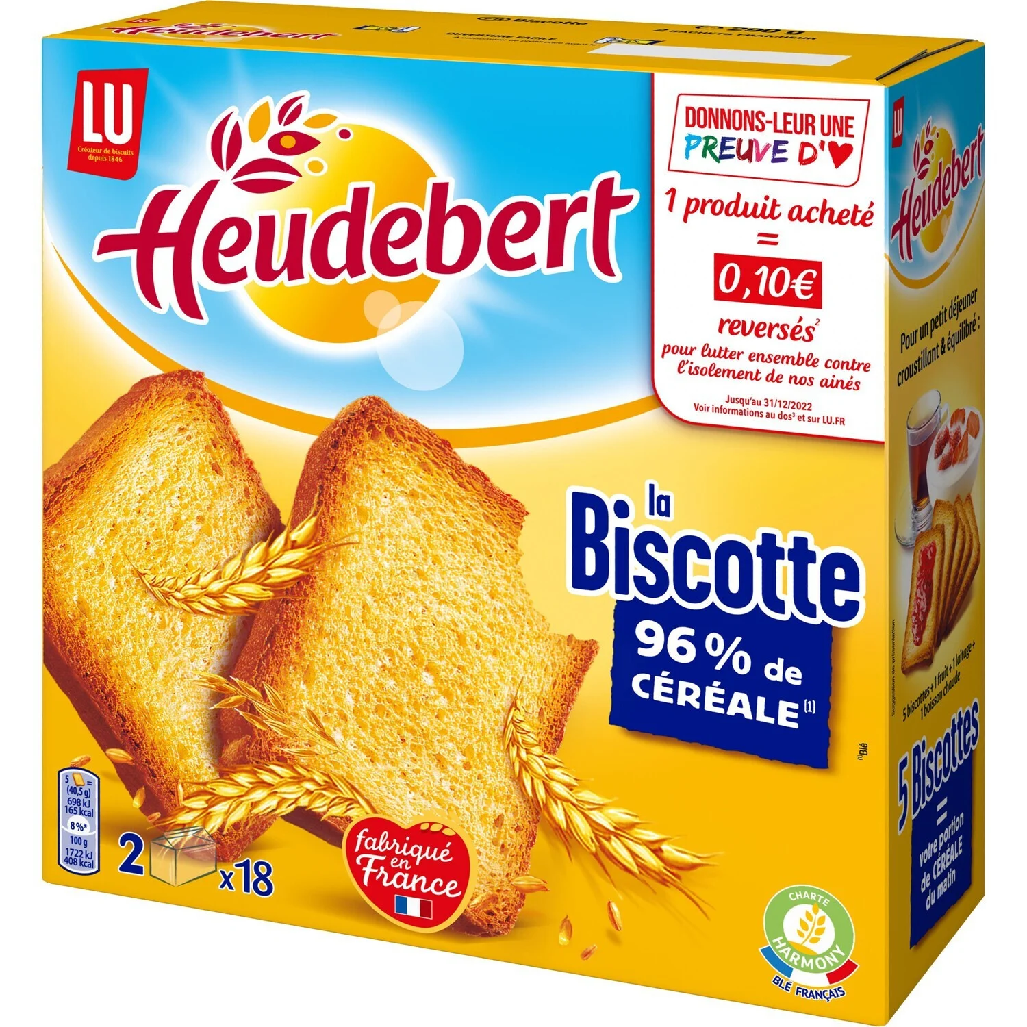 Rusks 96% Cereal La Biscotte Heudebert 290g - Lu