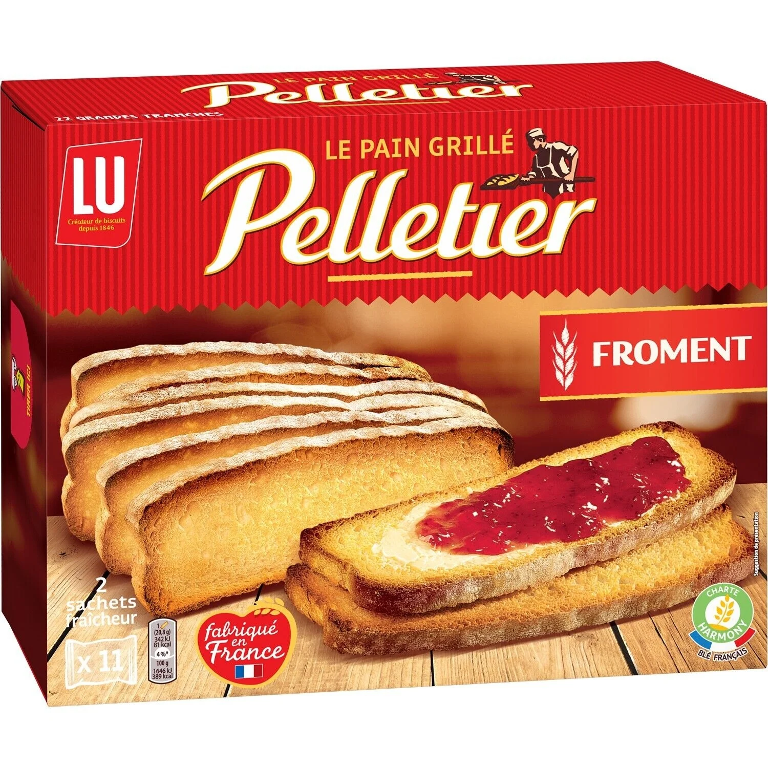 Pelletier Wheat Flour Toasted Bread 455g - Lu