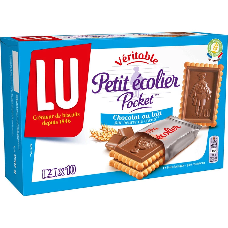 Petit Ecolier Pocket Milk Chocolate Biscuits 2X10 - LU